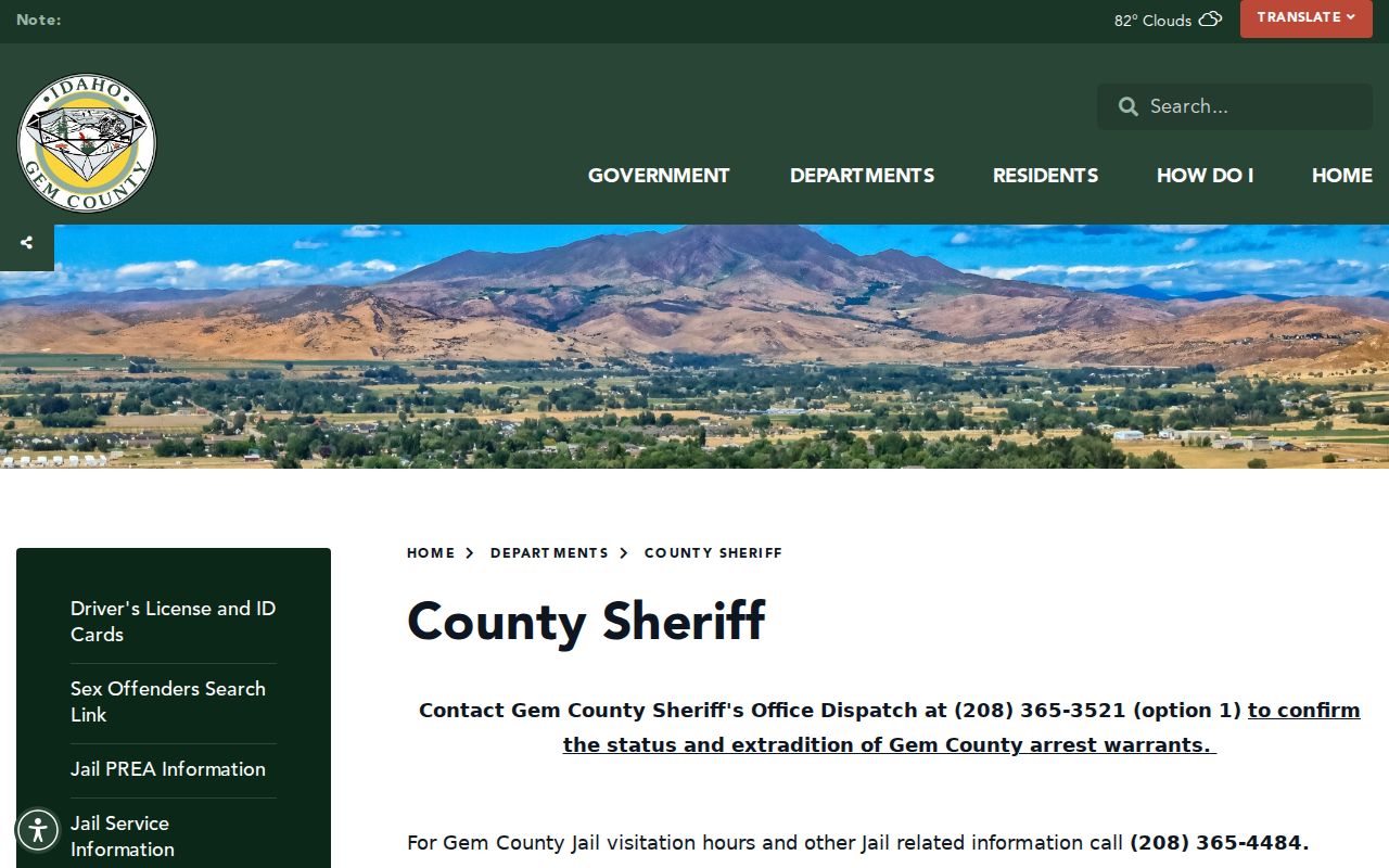 Gem County arrest history sheriff contact page