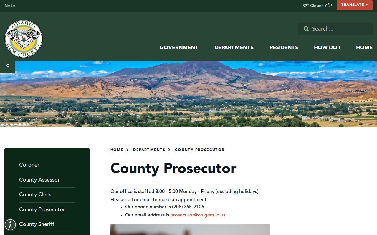 Gem County prosecutor office for criminal court cases