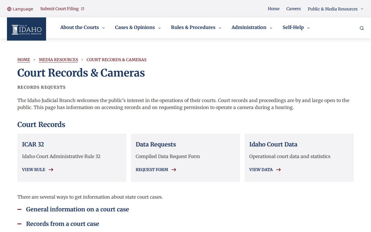 Official access channels for Gem County criminal court records