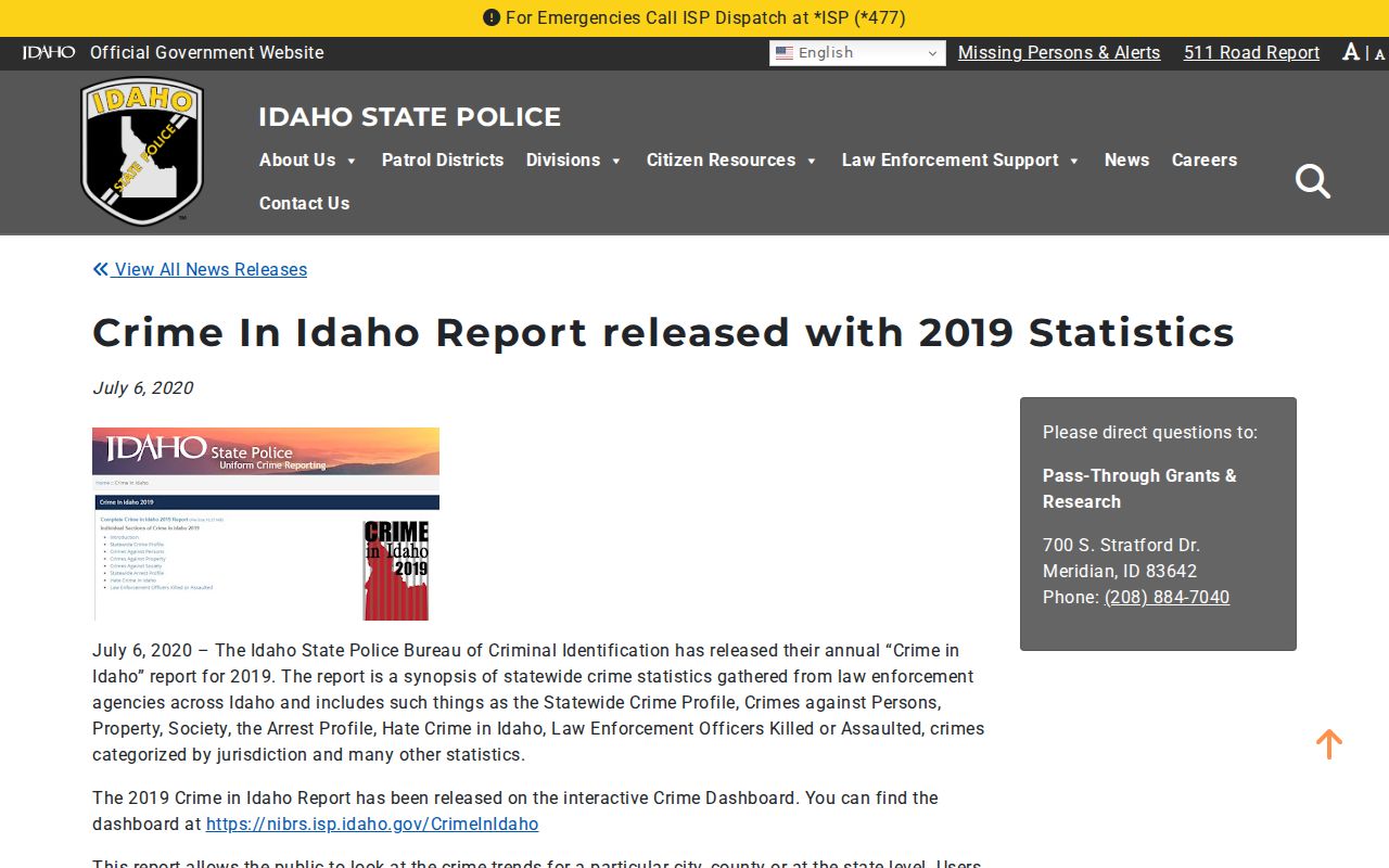 Emmett criminal records context from Crime in Idaho