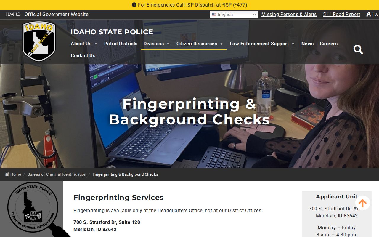 Gem County criminal history BCI fingerprint check guidance